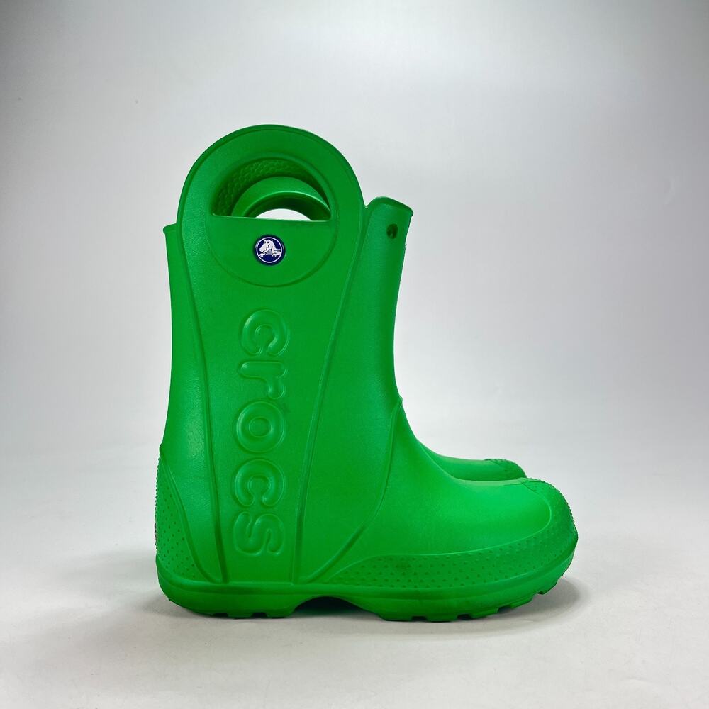 Crocs Handle It Green Lightweight Mud Puddle Waterproof Rain Boots Youth Size 13